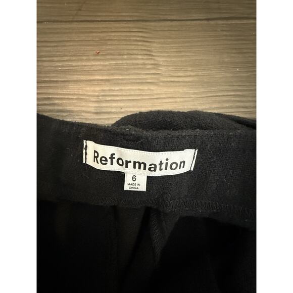 Reformation High Waisted Pleated Wide Leg Trouser Pants Black Sz 6 READ - Picture 6 of 10